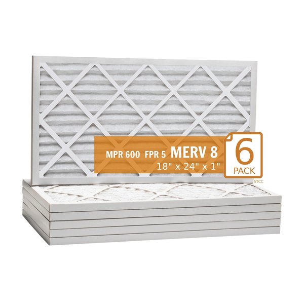 Purolator Air Filter, 18x24x1 Key Pleat  - MERV 8 (6 Pack) 18x24x1x1 KP (6 Pack)